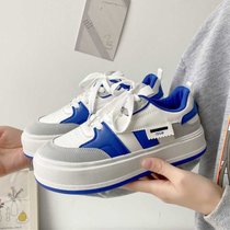 克莱因蓝女鞋子春季学生韩版运动潮鞋子小众白搭板鞋(蓝色 37 标准尺码)