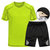 运动套装男夏季短袖短裤健身服男运动T恤健身衣透气速干跑步1265(绿色-黑裤白条 3XL)
