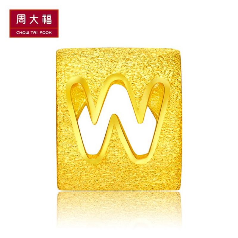 新版周大福w字母转运珠黄金吊坠(工费:48计价)f189566