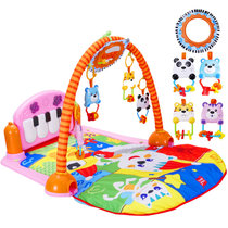 婴儿健身架器脚踏钢琴新生儿音乐充电版游戏毯宝宝玩具0-1岁3-6-12个月 蓝色(红色健身架)