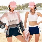 新款游泳衣三件套女分体保守学生韩版性感遮肚显瘦大码比基尼泳装(2941 粉色三件套 XL （110-120斤）)