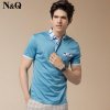 诺奇男士商务休闲衬衫领短袖T恤 修身polo衫E2078(蓝色L3 46)