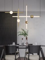 北欧现代简约轻奢线条餐厅卧室客厅背景墙实际是创意发光棒吊灯(横款发光球吊灯 D100球 D28管 灯体600长)