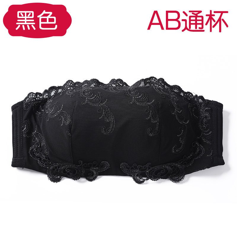 抹胸无肩带文胸聚拢无带隐形胸贴婚纱内衣裹胸式防滑上托防走光厚黑色