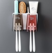家居卫生间用品用具家用大全洗漱台牙刷牙膏收纳置物架浴室壁挂式(特价版两口之家)