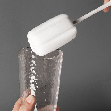 美佳多 可挂式长柄杯刷家用玻璃杯奶瓶清洁刷创意多用保温杯刷海绵擦(白色)