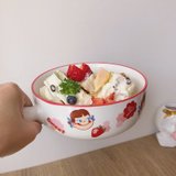韩版ins风陶瓷泡面碗宿舍用学生可爱麦片沙拉甜品碗大容量手柄碗(不二家碗 标准款)