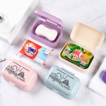 6色任选卫生间创意香皂盒肥皂盒双层沥水免打孔网格创意皂架(带盖3个装（颜色随机） +肥皂/香皂好伴侣+)