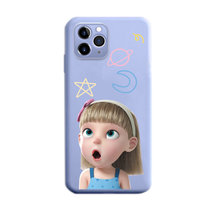 C爆火傲娇版小女孩彩绘液态仿硅胶手机壳适用iPhone 华为vivo/OPPO全系列卡通硅胶手机壳（下单备注型号）(傲娇女孩-罗兰紫 iphone  11PRO MAX  6.5（摄像头精孔）)