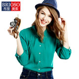 BRIOSO布里奥索女士休闲雪纺棉七分衬衫(BXF007 M)
