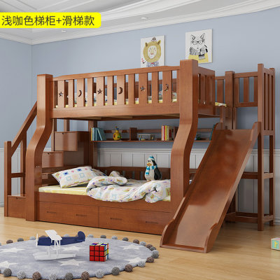 都市名门 上下床双人床全实木床儿童床美式高低床大人床双层床子母床木质床多功能成年成人床母子床上下铺两层床(默认 4)