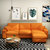 美天乐 日式简约可拆洗布艺沙发组合 北欧小户型单双三人位转角沙发(橙色绒布 （四人位+脚踏）)
