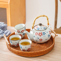 日式手绘樱花茶具套装一壶四杯高温釉下彩茶具套装茶壶茶杯大容量泡茶陶瓷茶具