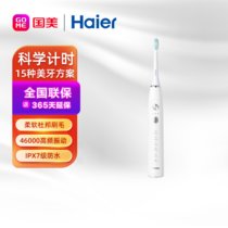 海尔（Haier） 电动牙刷 成人家用男女充电式 全自动声波震动学生党软毛牙刷防飞溅无线充电智能提醒 【人气性价比款】皎月白 HT31-5127