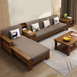亚格林   中式 沙发组合客厅整装全实木中式家具布艺沙发简约沙发(海棠色 单人位)