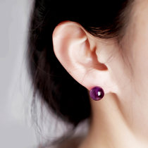 大自然的产物 紫水晶耳钉 99纯银耳环女气质设计个性百搭简约复古(10mm紫水晶耳钉，送925银堵 默认版本)