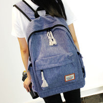 简约双肩包男女韩版中学生书包大容量旅行背包学院风电脑包休闲包(浅蓝色)