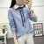 2017春季新款韩版甜美小清新翻领单排扣长袖衬衫女(蓝色 XL)
