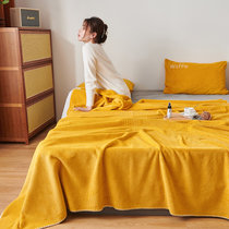 丹杰华夫格毛毯秋冬季盖毯可当床单休闲毯午睡毯保暖单人双人绒毯法兰绒珊瑚绒法莱绒(华夫格玉米黄 默认)