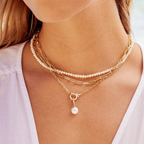珍珠链增添了轻盈和女性化 · 帕克珍珠项链 搭配上一个经典帕克项链有更好的层次 叠戴套装(珍珠)