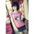 2013夏季新品韩版 高品质棉 修身打底衫卡通印花上衣短袖T恤 女(C1玫红-1)