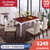左右餐桌椅 餐厅家具欧式简约实木餐桌餐椅组合 DJW027E+025Y(白哑光+深褐色 一桌六椅)