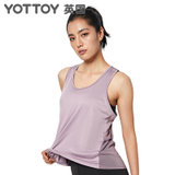 瑜伽服女夏运动户外健身跑步透气网纱T恤上衣宽松速干短无袖背心(紫色 S)