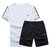 运动套装男式夏季休闲跑步健身短袖短裤 吸湿速干t恤五分裤运动服 LTZ01(白黑色 XXXL)