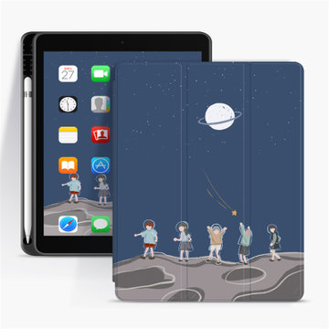 2019款苹果ipadair保护套带笔槽10.5英寸苹果平板电脑AIR3三折软保护壳卡通彩绘防摔支架智能休眠翻盖皮套(图1)