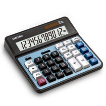 得力2137双电源电脑按键计算器 12位金属面板桌面计算机 财务及银行人员专用（蓝色）