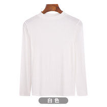 韩版热卖新款半高领打底衫女 春秋长袖纯色莫代尔t恤修身百搭上衣(白色 XL)