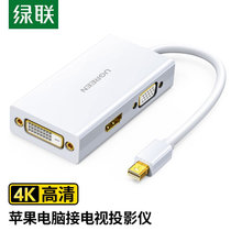 绿联/UGREEN Mini DP转HDMI/VGA/DVI三合一转换器线4K 20417(白色 1个装)