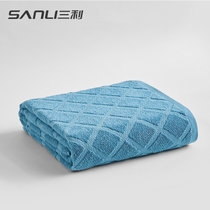 三利纯棉老式毛巾被怀旧空调毛巾小毛毯单人双人柔软透气午睡毯子(蓝色)