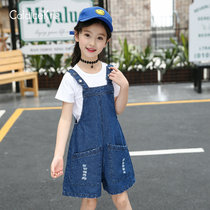CaldiceKris（中国CK）女童阔腿背带裤套装CK-FS3162(140 蓝色)