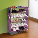 6层简易带侧袋加高脚鞋架HBY0601W(紫色)