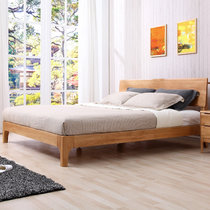 TIMI 天米 北欧实木床 双人床 婚床 日式白橡木床 北欧简约卧室家具 日式简约床(原木色 1.5米床)