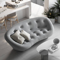 北欧写意沙发家具ligneroset弧形沙发布艺意式设计师客厅轻奢简约双人沙发(浅灰色)