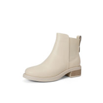森达2021冬季新款商场同款时尚潮流ins潮休闲女切尔西靴4AK01DD1(米白 39)