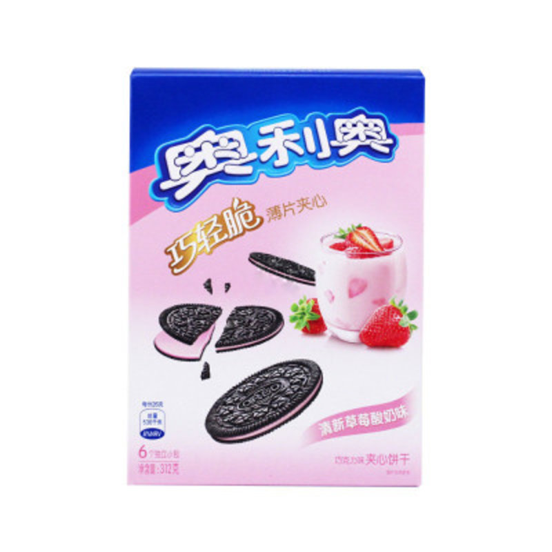 奥利奥 巧轻脆薄片夹心 清新草莓酸奶味 312g/盒