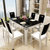 古宜（Guyi） 古宜 长方形餐桌钢化玻璃4人小户型餐桌椅组合现代简约6人饭桌烤漆实木餐台(1.2*0.6米餐桌印花款)