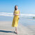 2018夏季新款女装温柔风中长款海边度假沙滩裙超仙显瘦吊带连衣裙(黄色)(L)