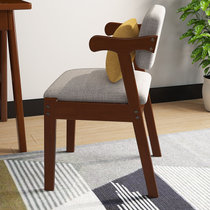 撼林 怡佳乐实木餐椅现代简约单人书房椅靠背坐垫可拆洗家用北欧书桌椅(胡桃色布坐垫)