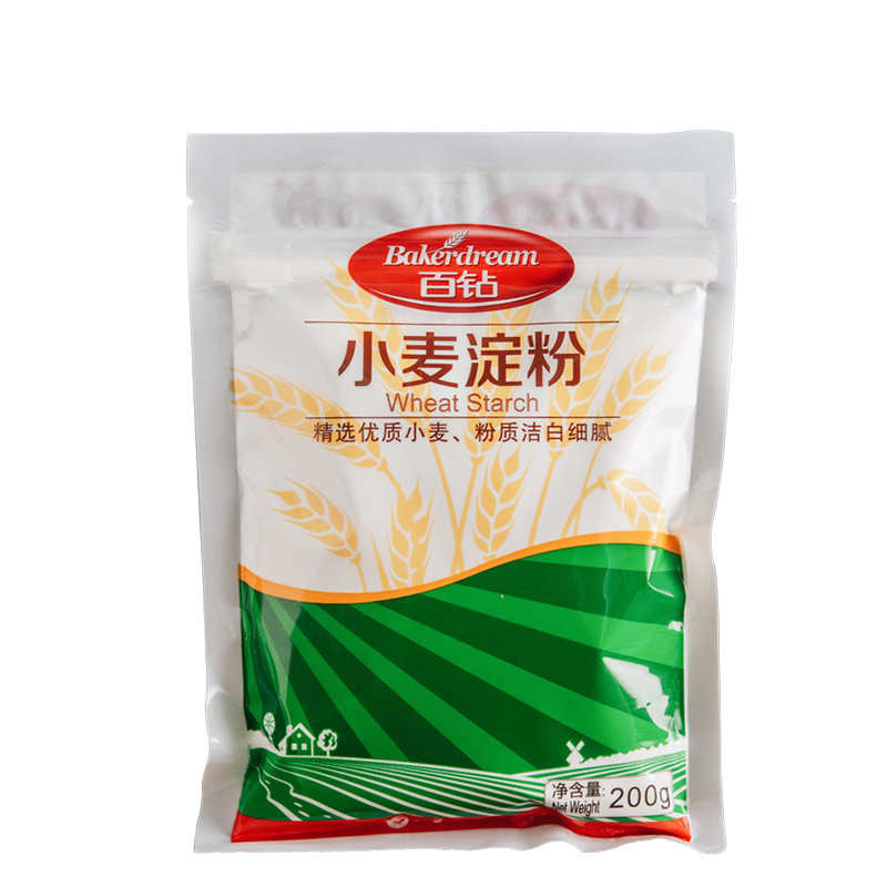 百钻小麦淀粉澄粉食用冰皮月饼橙粉澄面家用凉皮水晶饺材料200g精选