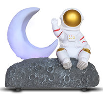 予芃月球宇航员造型无线蓝牙音箱时尚创意登月纪念汽车摆件小夜灯创意礼品银色
