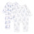 Petitkami2021秋冬婴童马戏团老虎鹦鹉海军领长袖爬服连体衣(80 淡蓝色鹦鹉印花套装)