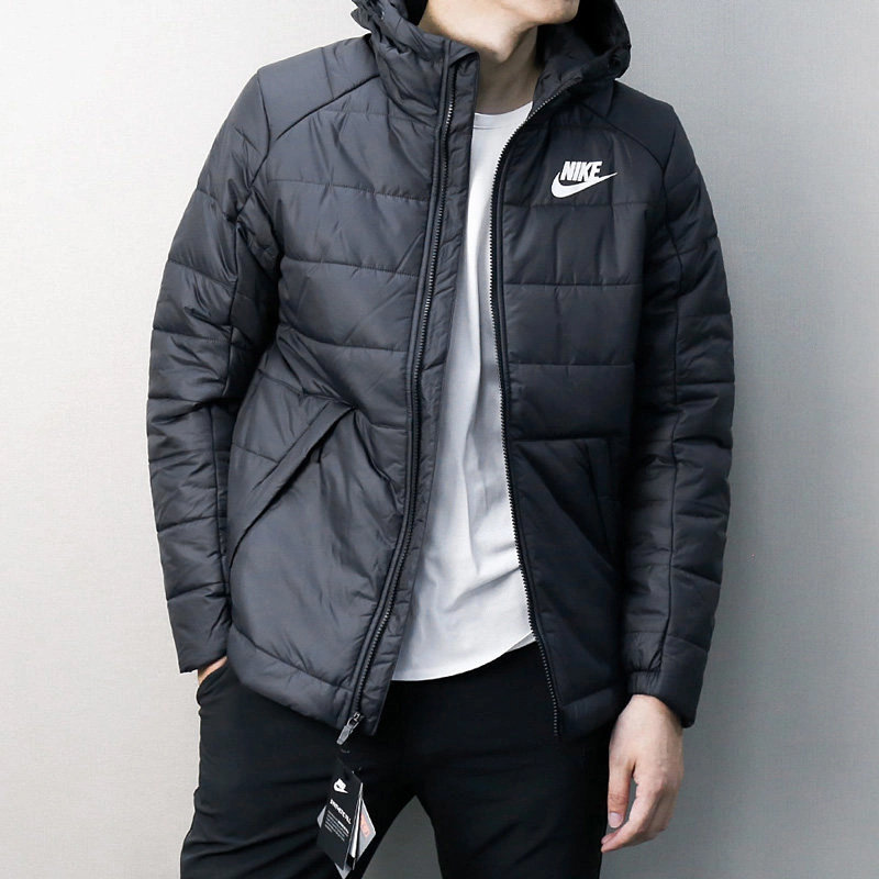 nike耐克男装2018新款男子运动保暖休闲棉衣外套861787010黑色s