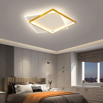 北欧卧室灯简约现代书房主卧室led吸顶灯2021年新款方形圆形房间(金色方形款52CM暖光)