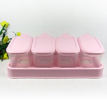 调味盒80008 组合 厨房用品 调料盒 套装 塑料 创意4格抽屉式带勺 颜色随机(颜色随机 80008)