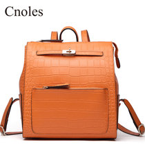 Cnoles蔻一新款双肩包女背包韩版潮学院风中学生书包休闲旅行包(橙色)