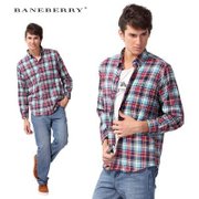 baneberry休闲大格法兰绒长袖衬衫1005(红蓝 39)